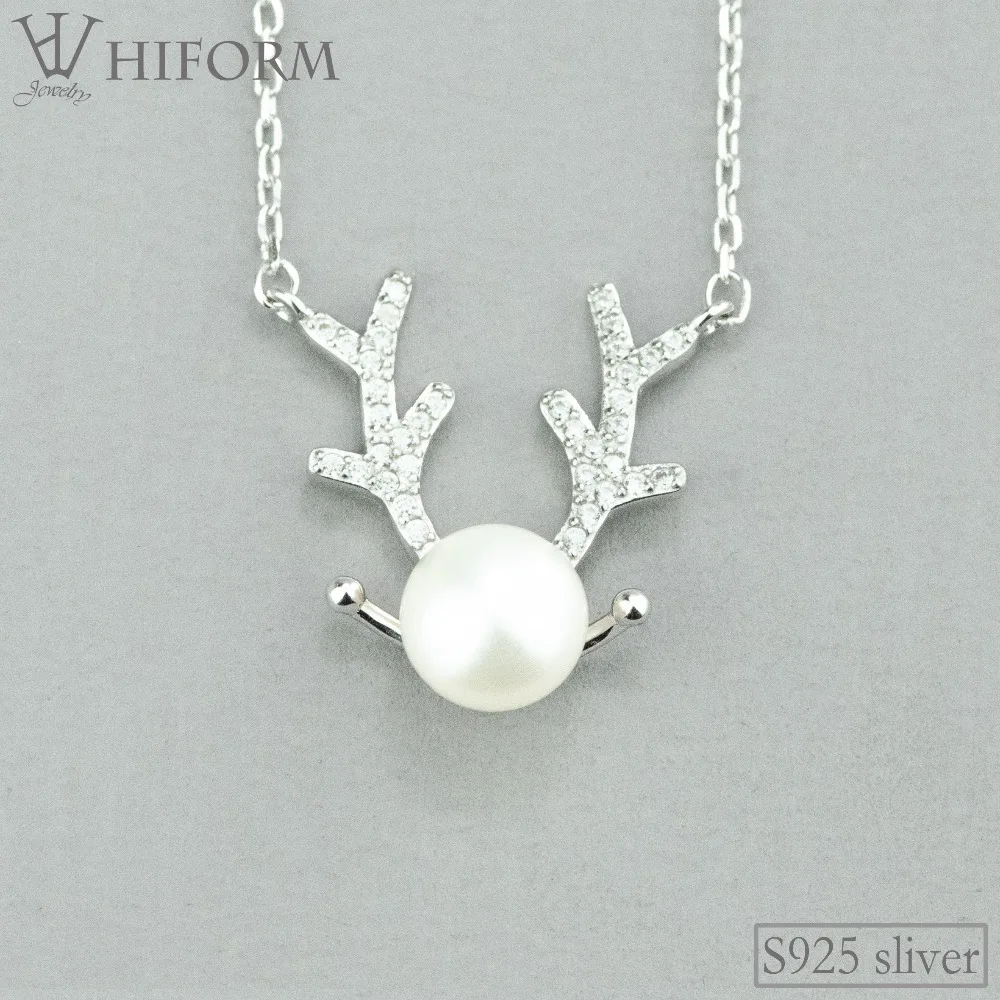 925 Sterling Silver Crystal ELK Antlers Pearl Necklaces pendants With CZ Stone For women/girl Romantic Necklace Jewelry Gift
925 Sterling Silver Crystal ELK Antlers Pearl Necklaces pendants With CZ Stone For women/girl Romantic Necklace Jewelry Gift