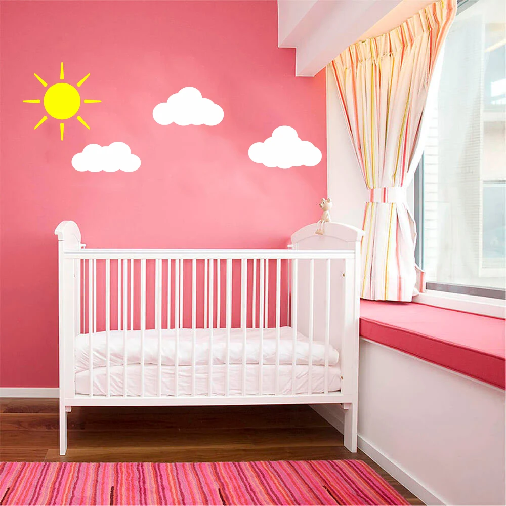 Cartoon Sun Clouds Wall Decal Baby Nursery Play Room Sun Clouds Sky Space Nature Wall Sticker Bedroom Roommate Vinyl Decor Art (3)
