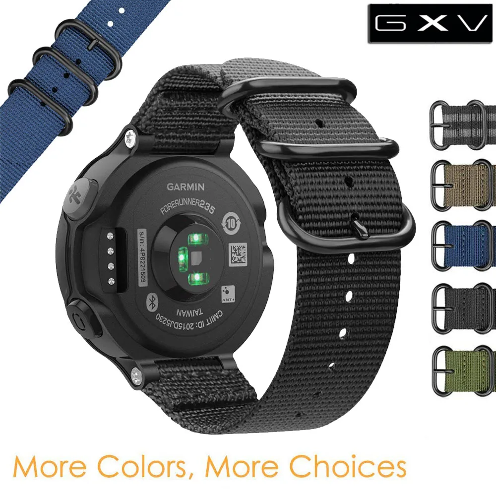 GXV Премиум Nato нейлоновый ремешок 3 кольца для часов Garmin Forerunner 220/230/235/620/630/735 сменные