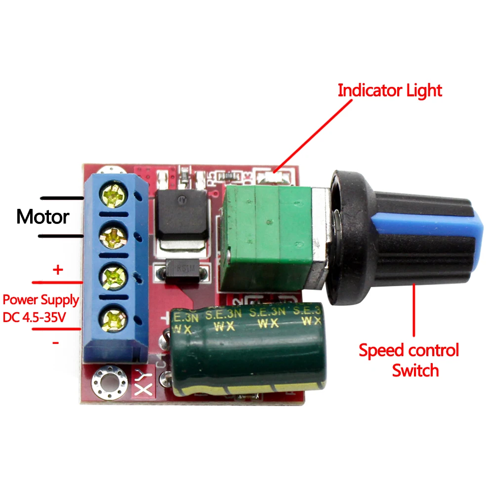 5A 90W PWM 12V DC Motor Speed Controller Module DC-DC 4.5V-35V Adjustable Speed Regulator Control Governor Switch 24V
5A 90W PWM 12V DC Motor Speed Controller Module DC-DC 4.5V-35V Adjustable Speed Regulator Control Governor Switch 24V