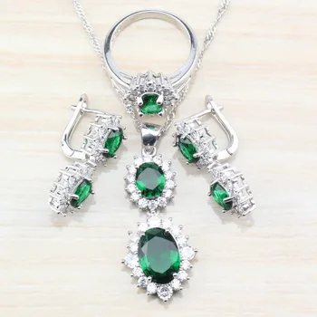 925-Stamp Silver Color Elegant Women Costume Bridal Jewelry Sets Green Cubic Zirconia Clip Earrings/Necklace&Pendant/Ring S84
925-Stamp Silver Color Elegant Women Costume Bridal Jewelry Sets Green Cubic Zirconia Clip Earrings/Necklace&Pendant/Ring S84