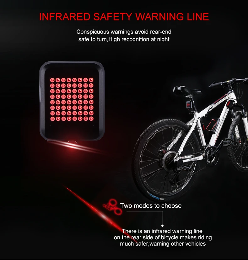 Best Automatic Direction Indicator Taillight Bicycle Light USB Charging MTB Bike Warning Light for Safety 4