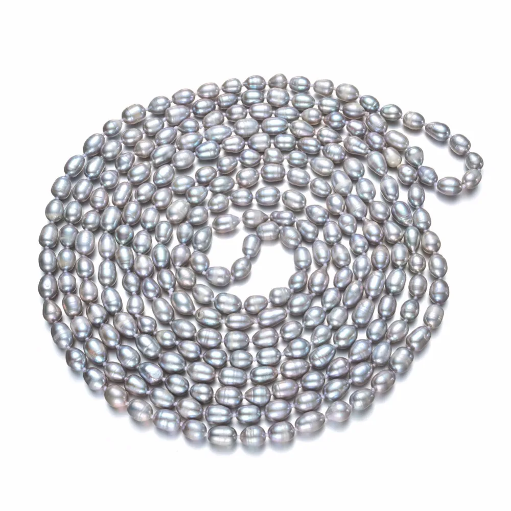 SNH Grey color 100inches long Natural Pearl Necklace for women ,7-8mm Cultured Freshwater rice Pearls Necklaces
SNH Grey color 100inches long Natural Pearl Necklace for women ,7-8mm Cultured Freshwater rice Pearls Necklaces