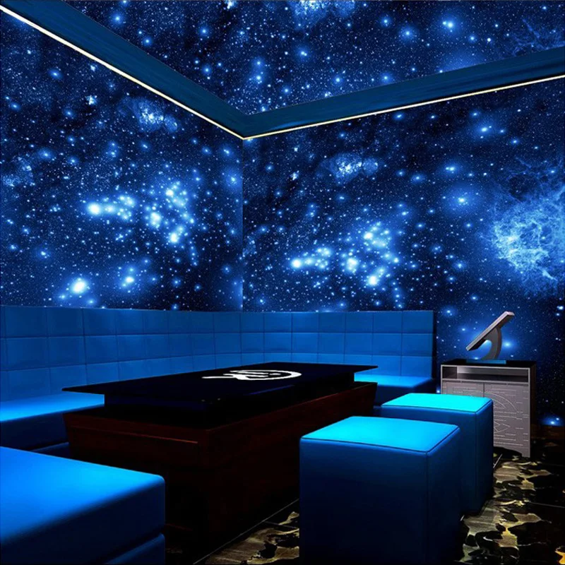 

Customized Size 3D Stereo Blue Night Universe Space Shinning Stars Mural Wallpaper For Wall Ceiling Living Room Bar KTV Decor