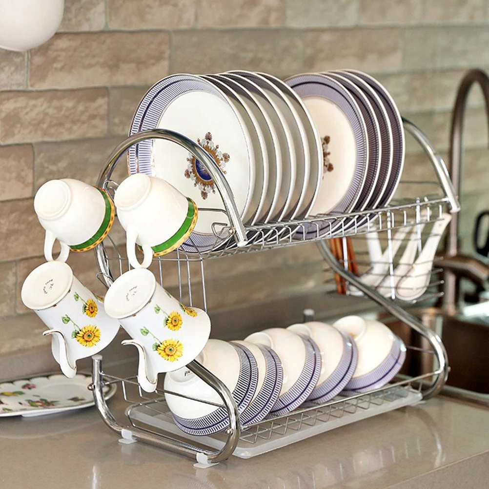 2-Tier Dish Cup Drying Rack Kitchen Tool Drainer Dryer Tray Dish Holder Organizer 
2-Tier Dish Cup Drying Rack Kitchen Tool Drainer Dryer Tray Dish Holder Organizer