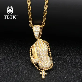 TBTK Prayer Hand Griping Cross Pendant of Prayer Beads Pendant Necklace Western Style HipHop Man Costume Jewelry Pendant Women
TBTK Prayer Hand Griping Cross Pendant of Prayer Beads Pendant Necklace Western Style HipHop Man Costume Jewelry Pendant Women