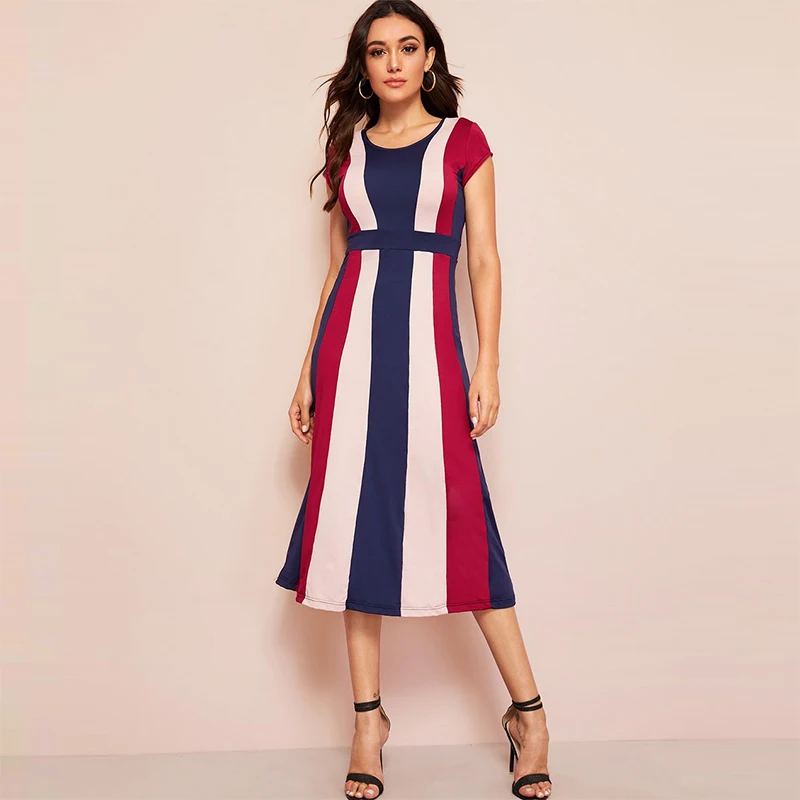 Elegant Women dress Summer Casual Short Sleeve O Neck Patchwork Slim vintage dress Office Ladies Long Dress robe femme vestidos
Elegant Women dress Summer Casual Short Sleeve O Neck Patchwork Slim vintage dress Office Ladies Long Dress robe femme vestidos