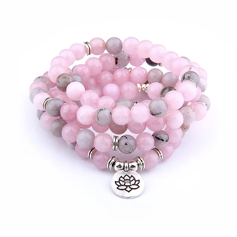 Pink Jades Round Stone Beads Bracelets Woman Necklace Or Jewelry Accessories 108 Pieces Beads Lotus Silver Charm Mala Bracelsts
Pink Jades Round Stone Beads Bracelets Woman Necklace Or Jewelry Accessories 108 Pieces Beads Lotus Silver Charm Mala Bracelsts