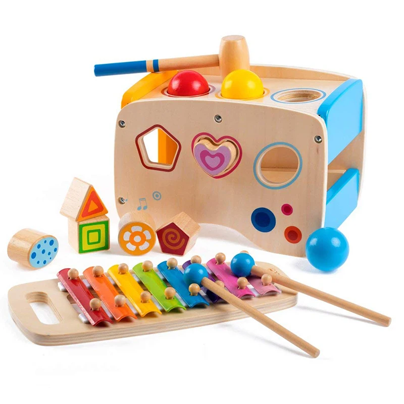 Baby Wooden Toy Kds Tool Disassemble Table Music Knock On The Ball Learning Educational Assembly | Игрушки и хобби