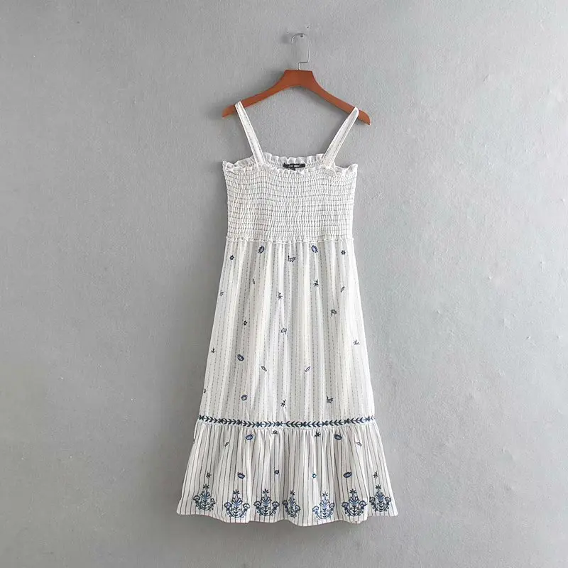 2019 new summer women floral embroidery stripe sling dress female elastic ruffles knitting vestidos strapless dresses DS2362
2019 new summer women floral embroidery stripe sling dress female elastic ruffles knitting vestidos strapless dresses DS2362