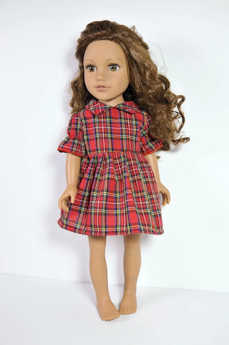 plaid dress Clothes for dolls fits 45 cm American Girl doll and Zapf baby born doll 3