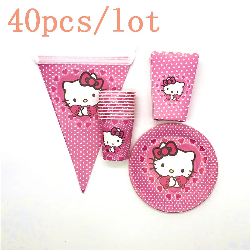 40pcs/80pcs Hello Kitty Birthday Party Disposable Tableware Sets Disposable Tableware Box Popcorn Disposable Plate Cup Supplies
40pcs/80pcs Hello Kitty Birthday Party Disposable Tableware Sets Disposable Tableware Box Popcorn Disposable Plate Cup Supplies
