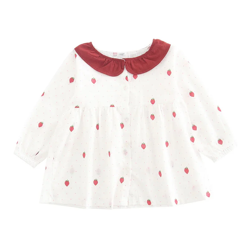 Girls shirts Cute cotton blouse Korean style long-sleeved strawberry printing princess blouse Frills collar White shirt 2 to 8 y
Girls shirts Cute cotton blouse Korean style long-sleeved strawberry printing princess blouse Frills collar White shirt 2 to 8 y