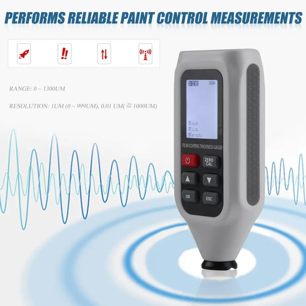 HT-128 Portable Mini Film Coating Thickness Gauge Thickness Painting Measure Tool Film Tester Range 0 ~ 1300um 
HT-128 Portable Mini Film Coating Thickness Gauge Thickness Painting Measure Tool Film Tester Range 0 ~ 1300um