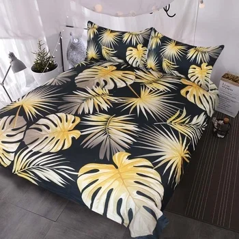 Tropical Monstera and Palm Leaves Bedding 3 Piece Black Gold Chic Duvet Cover Set
Tropical Monstera and Palm Leaves Bedding 3 Piece Black Gold Chic Duvet Cover Set