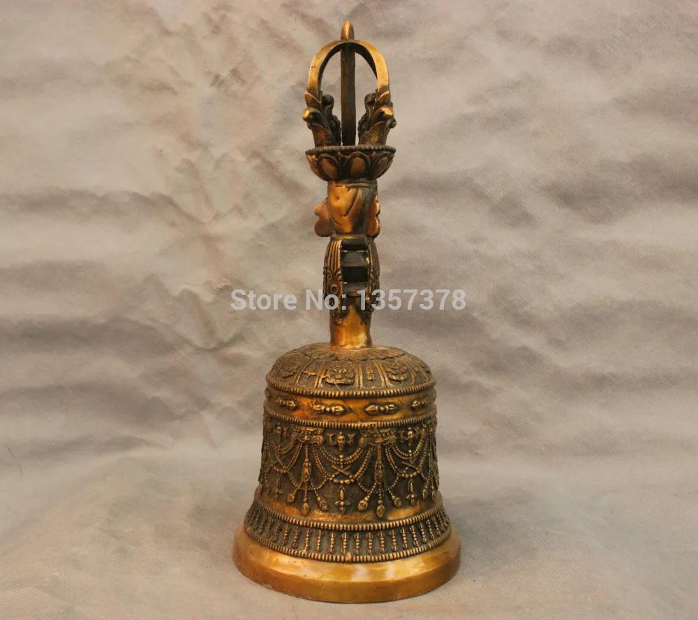 shitou 00950 14" China Tibet Bronze Clock Buddha Brass Statue