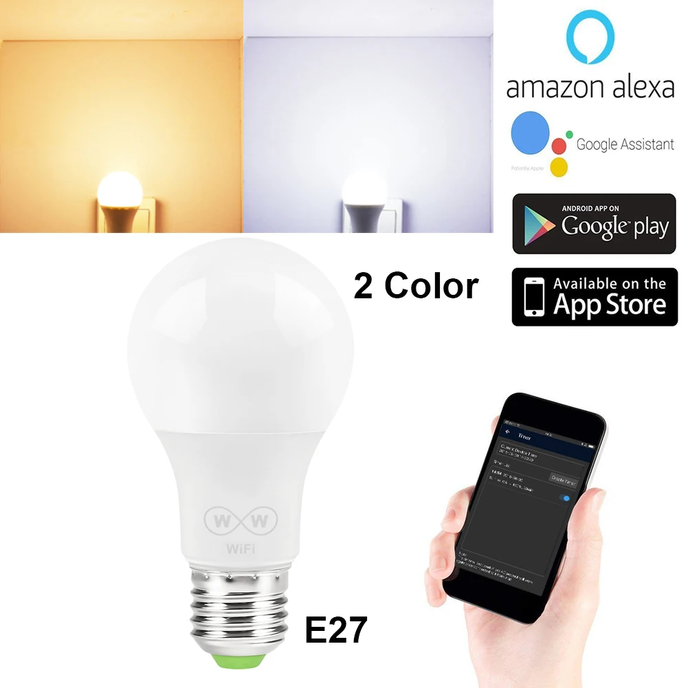 WiFi Smart Light Bulb 6.5W E27 lamp 2700-3500K NO RGB White Light and Warm Light Only for Amazon Alexa Google Home 650ml
WiFi Smart Light Bulb 6.5W E27 lamp 2700-3500K NO RGB White Light and Warm Light Only for Amazon Alexa Google Home 650ml