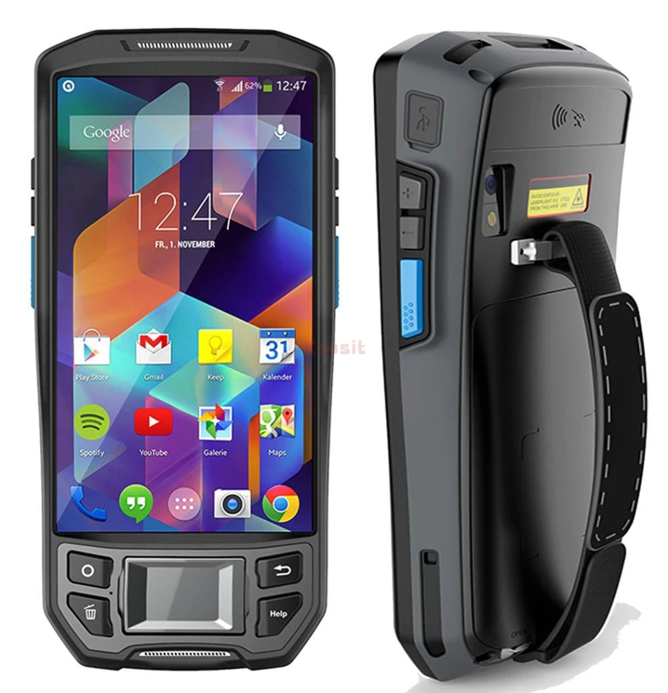 Считыватель отпечатков пальцев UHF RFID 1D/2D сканер штрих кода Android 7 0 беспроводное
