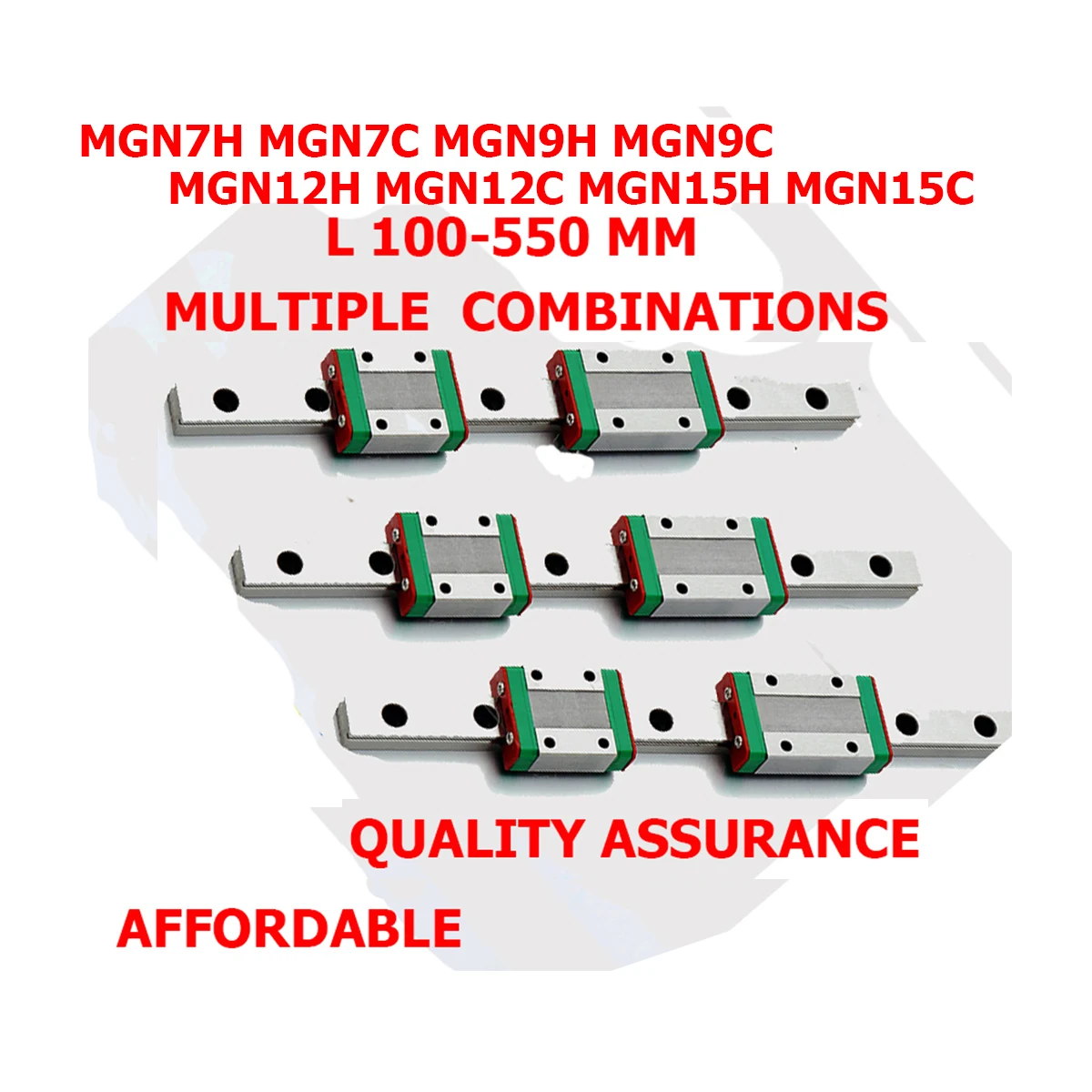 CNC Parts MGN7 MGN12 MGN15 MGN9 100 150 200 250 300 350-550mm Miniature Linear Rail Slide 2pcMGN9 Linear Guide+4pcMGN9H Carriage
CNC Parts MGN7 MGN12 MGN15 MGN9 100 150 200 250 300 350-550mm Miniature Linear Rail Slide 2pcMGN9 Linear Guide+4pcMGN9H Carriage