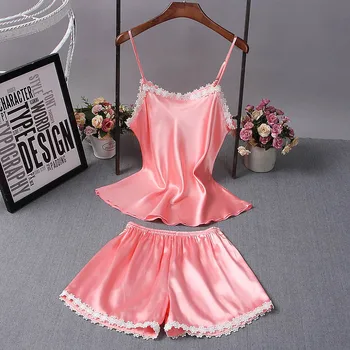 Hot Satin Silk Pajamas Women Sexy Lingerie Bath Robe Nightwear Spaghetti Strap Shorts Sleepwear Home Clothing pyjamas
Hot Satin Silk Pajamas Women Sexy Lingerie Bath Robe Nightwear Spaghetti Strap Shorts Sleepwear Home Clothing pyjamas
