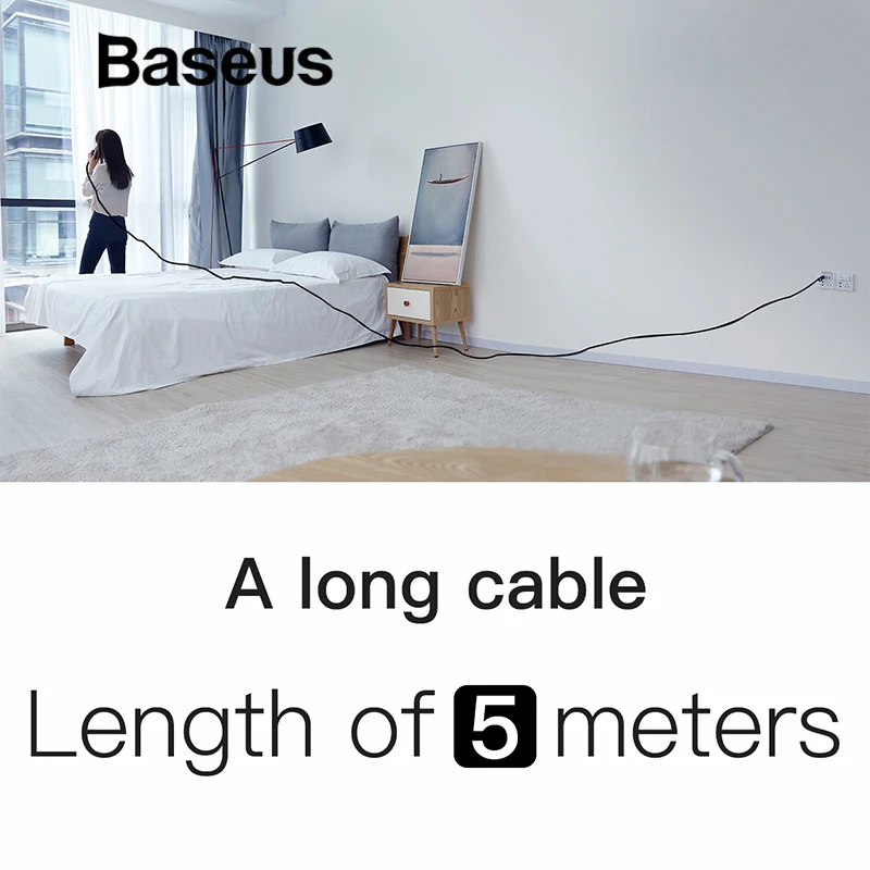 Baseus 5M USB C Cable 3A Fast Charging Charger USB Type C USB-C Cable For Xiaomi Mi 9 8 Samsung S10 S9 Oneplus 6t Type-C Charger 
Baseus 5M USB C Cable 3A Fast Charging Charger USB Type C USB-C Cable For Xiaomi Mi 9 8 Samsung S10 S9 Oneplus 6t Type-C Charger