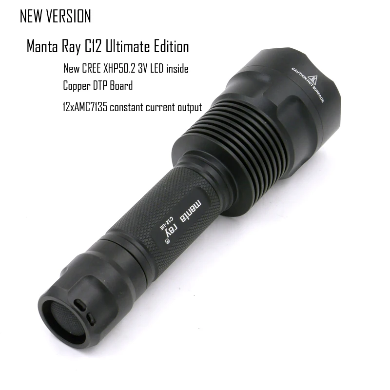 

Cree XHP50.2 6500K 3V led flashlight torch lamp black manta ray C12-UE,copper DTP board and ar-coated inside,new firmware,SMO/OP