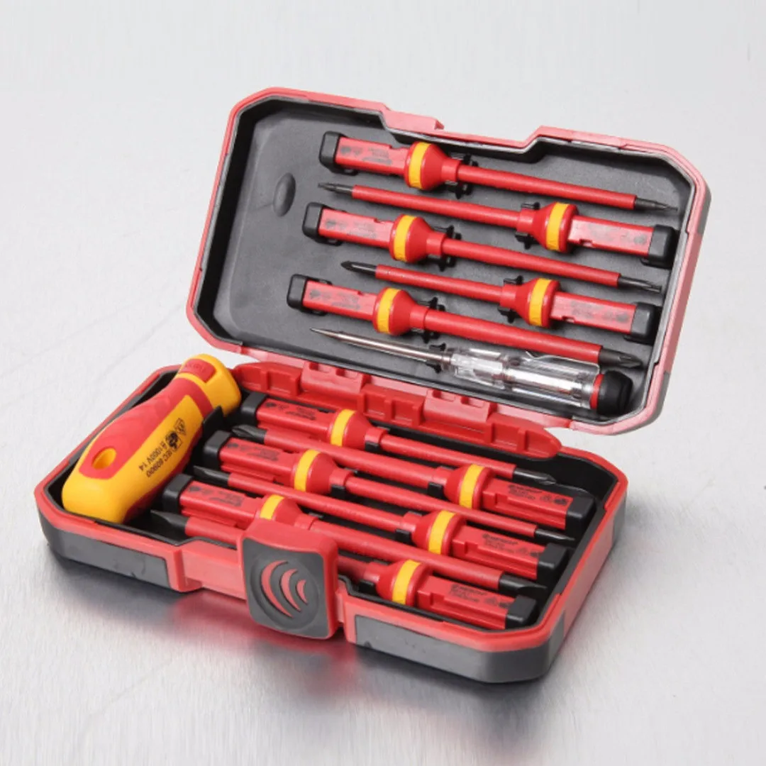13pcs Pro Electricians Insulated Electrical Hand Screwdriver Kit for 1000V Power