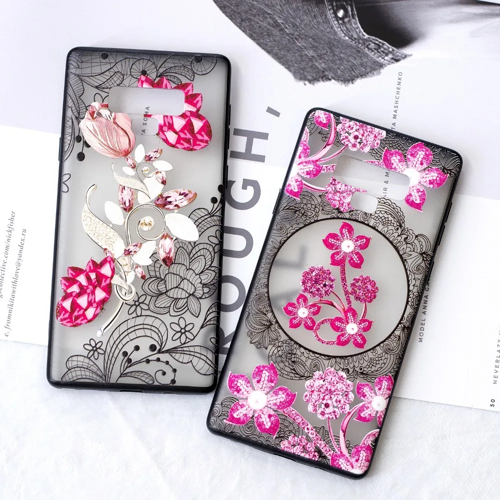 3D Diamond Lace Flower Case For SAMSUNG Note 9 S9 S8 Plus S7 Edge A6 A8 J4 J6 Plus 2018 A3 A5 J3 J5 J7 2017 J310 J510 A510 Cover (2)