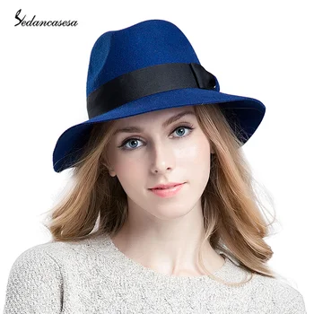Sedancasesa Elegant 100% Wool Fedoras Felt Hat Navy Blue Wide Birm Handmade Bowknot Warm Bowler Winter Floppy Ladies Hats
Sedancasesa Elegant 100% Wool Fedoras Felt Hat Navy Blue Wide Birm Handmade Bowknot Warm Bowler Winter Floppy Ladies Hats