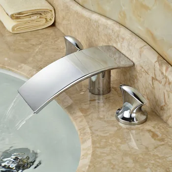 Chrome Brass Dual Handle Waterfall Curve Spout Bathroom Faucet Wash Basin Mixer Taps Deck Mount 3 Holes
Chrome Brass Dual Handle Waterfall Curve Spout Bathroom Faucet Wash Basin Mixer Taps Deck Mount 3 Holes
