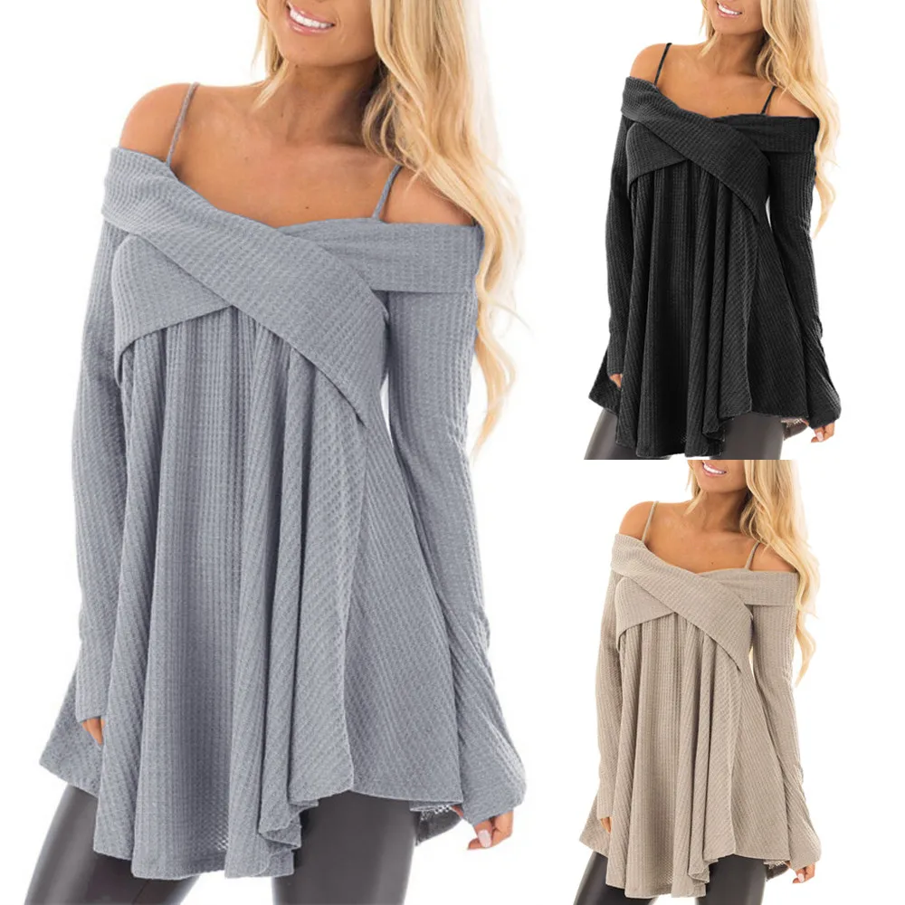 Women Polyester Cold Shoulder Daily Full Long Sleeve Slash Neck Pure Color Tops Casual Sweater Shirt 2018 Drop Shipping
Women Polyester Cold Shoulder Daily Full Long Sleeve Slash Neck Pure Color Tops Casual Sweater Shirt 2018 Drop Shipping