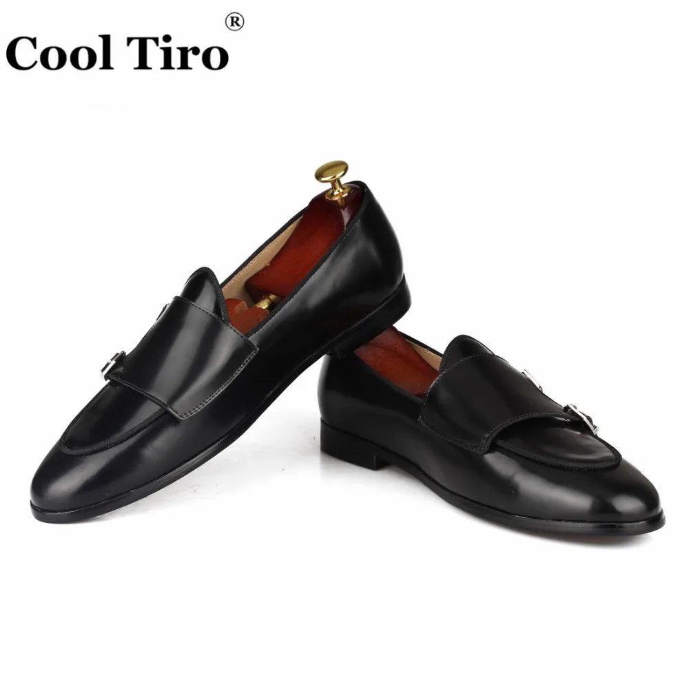 POLISHED LEATHER DOUBLE-MONK LOAFERS Black (4)