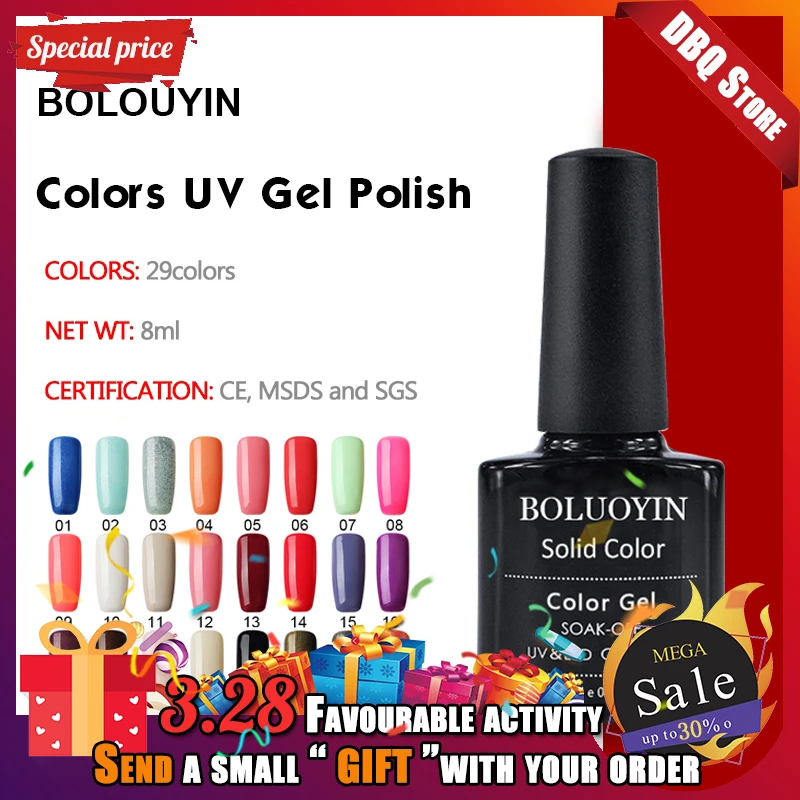 BOLUOYIN 8ml Lucky Color Gel Polish Nail Design Manicure 29 Colors Soak Off UV Gel Polish Long Lasting UV Gel Varnish Nail Art
BOLUOYIN 8ml Lucky Color Gel Polish Nail Design Manicure 29 Colors Soak Off UV Gel Polish Long Lasting UV Gel Varnish Nail Art
