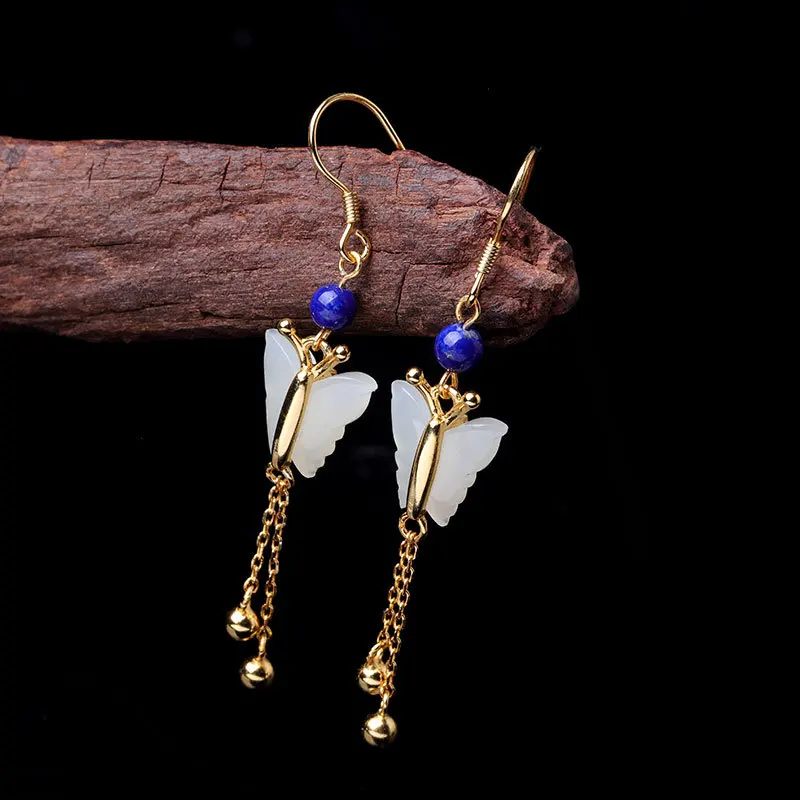 100% S925 solid sterling silver jewelry earrings handmade ladies butterflies natural Hetian jade earrings
100% S925 solid sterling silver jewelry earrings handmade ladies butterflies natural Hetian jade earrings