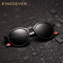 Мужские солнцезащ.очки в овал.оправе KINGSEVEN, черно-красные солнцезащитные очки в винтажной овальной оправе, с поляризованными линзами, подхо...