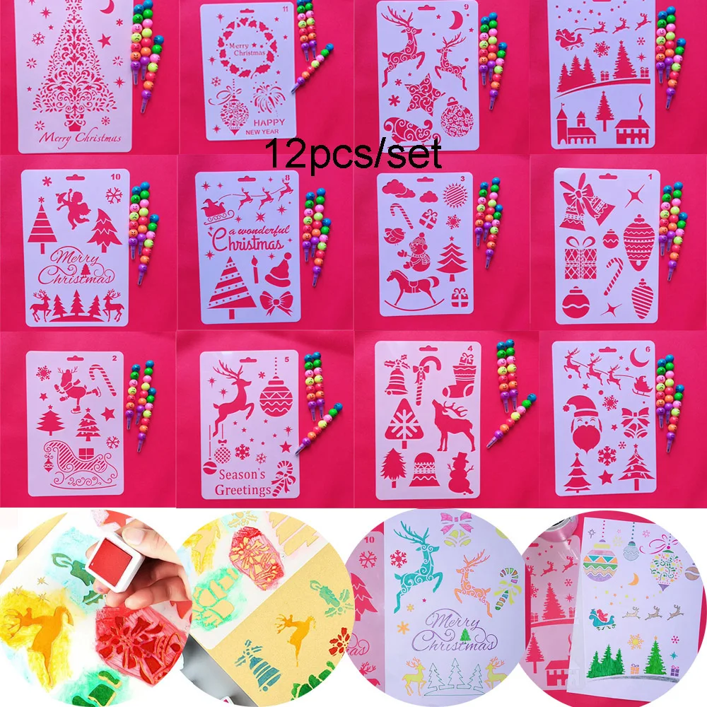 12pcs/set DIY Craft Christmas Layering Stencils For Walls Painting Scrapbooking Stamp Album Decor Embossing Paper Card Template
12pcs/set DIY Craft Christmas Layering Stencils For Walls Painting Scrapbooking Stamp Album Decor Embossing Paper Card Template