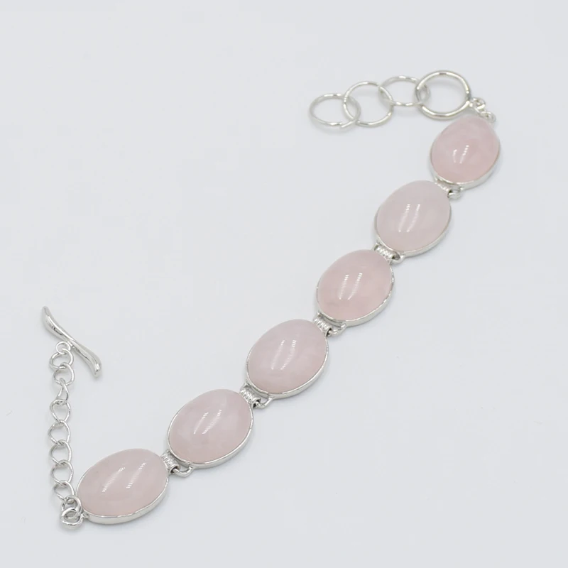 Silver plating Natural GEM Stone Rose Pink Quartzs Crystal Oval Beads Bracelet Bangle for Women Girl Fashion Jewelry
Silver plating Natural GEM Stone Rose Pink Quartzs Crystal Oval Beads Bracelet Bangle for Women Girl Fashion Jewelry