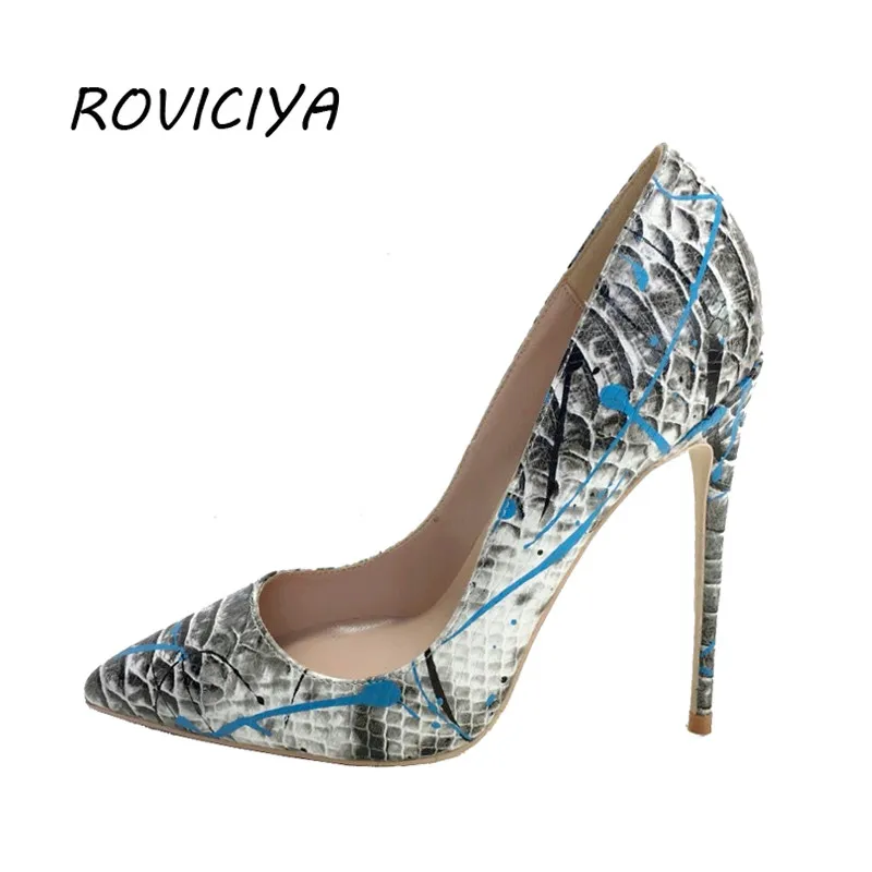 Women Shoes Blue Snake Printed Sexy Stilettos High Heels Pointed Toe 12 cm Women Pumps YG005 ROVICIYA 
Women Shoes Blue Snake Printed Sexy Stilettos High Heels Pointed Toe 12 cm Women Pumps YG005 ROVICIYA