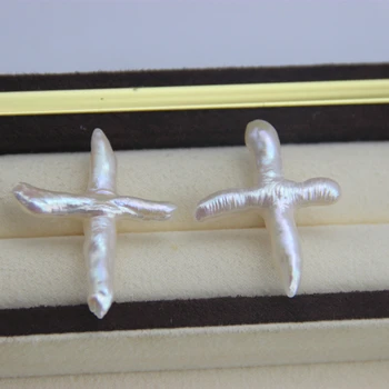 20-35mm Natural Freshwater Cross Design Keshi Pearl Stud Earrings S925 Silver Baroque Pearl Earrings Jewelry 3Pairs/Lot
20-35mm Natural Freshwater Cross Design Keshi Pearl Stud Earrings S925 Silver Baroque Pearl Earrings Jewelry 3Pairs/Lot