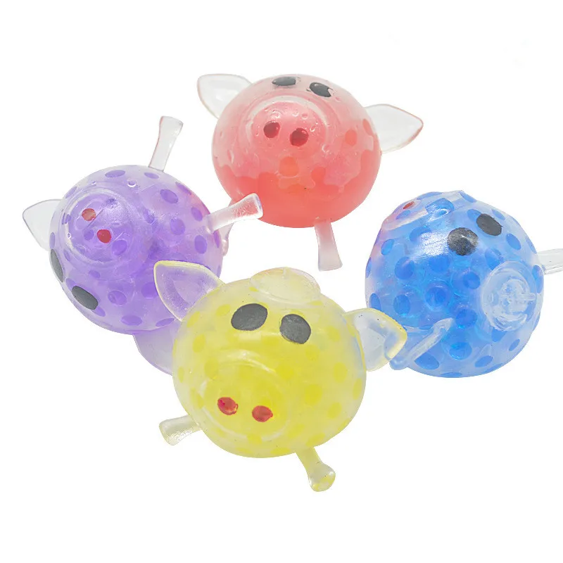 Novel 8cm bead stress ball viscous squeeze pig stress release stress squeeze toy stress release lovely wet soft toy drop transpo