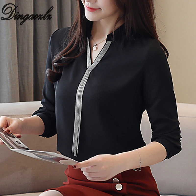 Dingaozlz blusa feminina Long sleeve Tops New fashion Black shirt Casual Taseel Chiffon blouse Long sleeve Women clothes
Dingaozlz blusa feminina Long sleeve Tops New fashion Black shirt Casual Taseel Chiffon blouse Long sleeve Women clothes