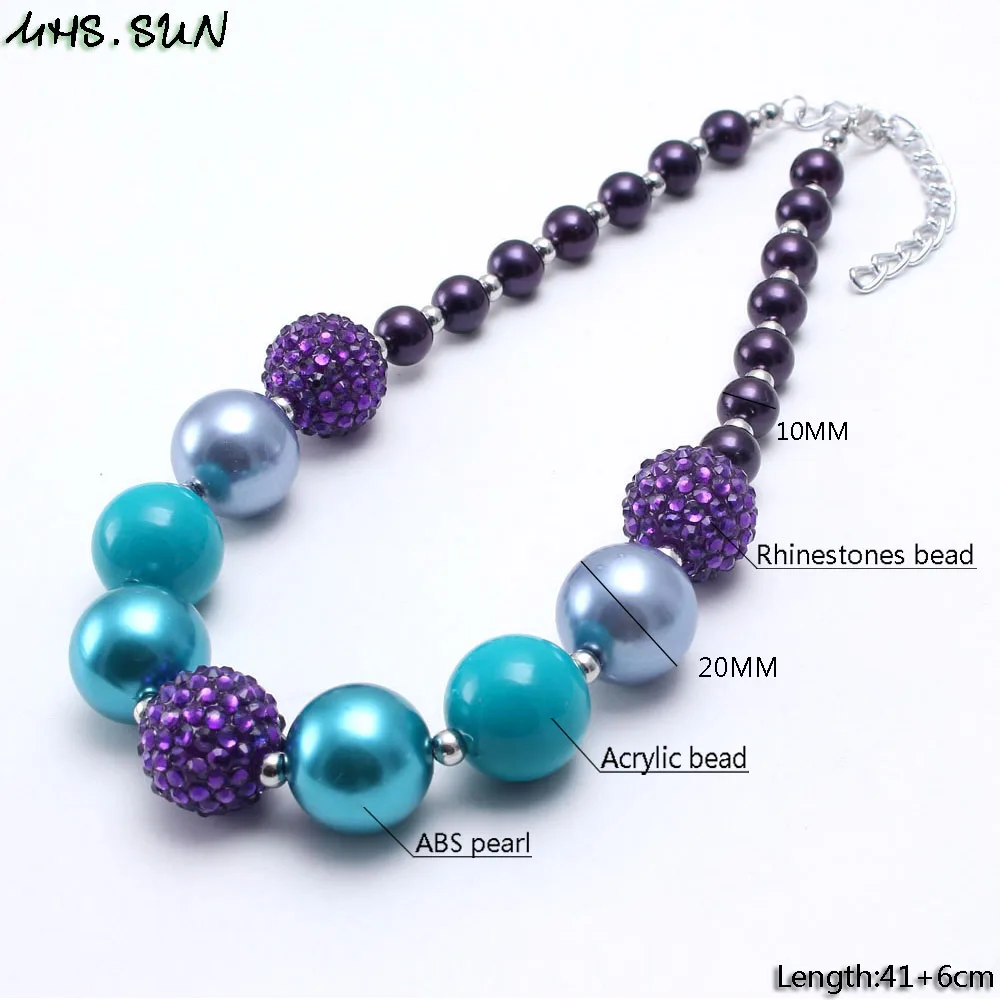 BN616-2 Fashion Unisex Kids Chunky Beads Necklace Baby Child Chunky Bubblegum Pearl Beads Necklace For Party Gift Jewelry Newest