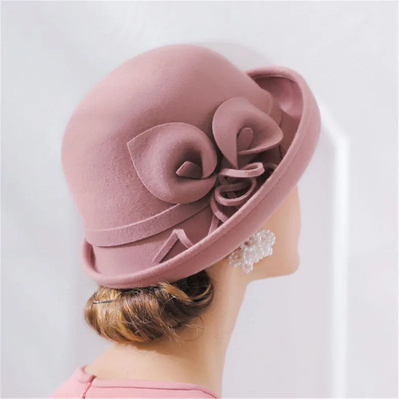 LEAYH Brand New Horseshoe Lotus 100% Wool Felt Fedoras Flower Cupola Frilled Hats Women Female Fashion Caps
LEAYH Brand New Horseshoe Lotus 100% Wool Felt Fedoras Flower Cupola Frilled Hats Women Female Fashion Caps