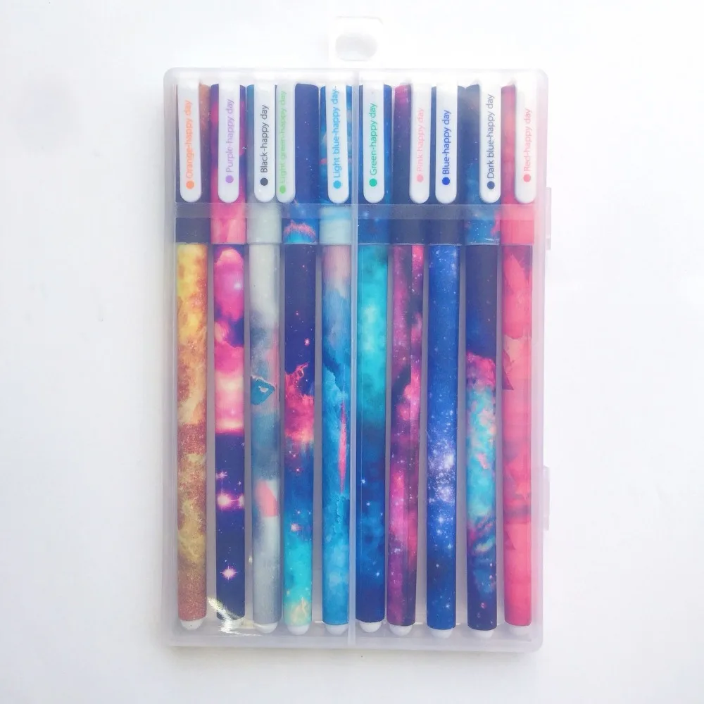 

10pcs Starry Star Night Gel Ink Pen Set Galaxy Color 0.5mm Ballpoint Pens for Writing Stationery Office School Supplies A6308