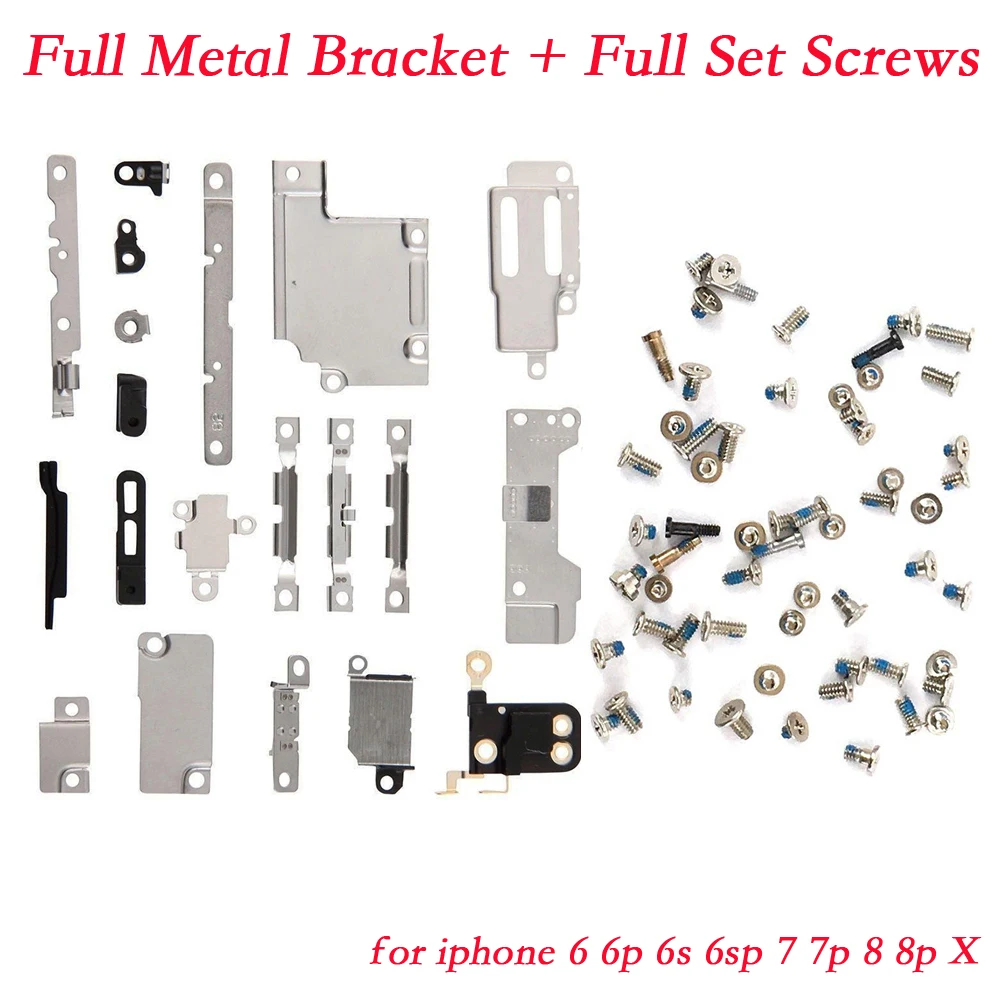 2pcs/set for iPhone 6 6P 6s 6sP 7 7p 8 8 Plus X Full Set Small Metal Internal Bracket Parts Shield Plate Kit + Full Set screws
2pcs/set for iPhone 6 6P 6s 6sP 7 7p 8 8 Plus X Full Set Small Metal Internal Bracket Parts Shield Plate Kit + Full Set screws