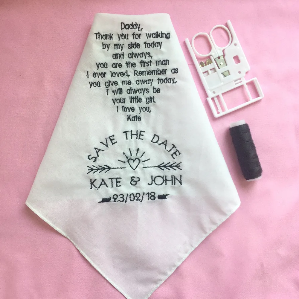 Custom Father of the Bride Gift, Embroidered Bride Father Handkerchief, Personalized Wedding Gift to Bride Dad
Custom Father of the Bride Gift, Embroidered Bride Father Handkerchief, Personalized Wedding Gift to Bride Dad