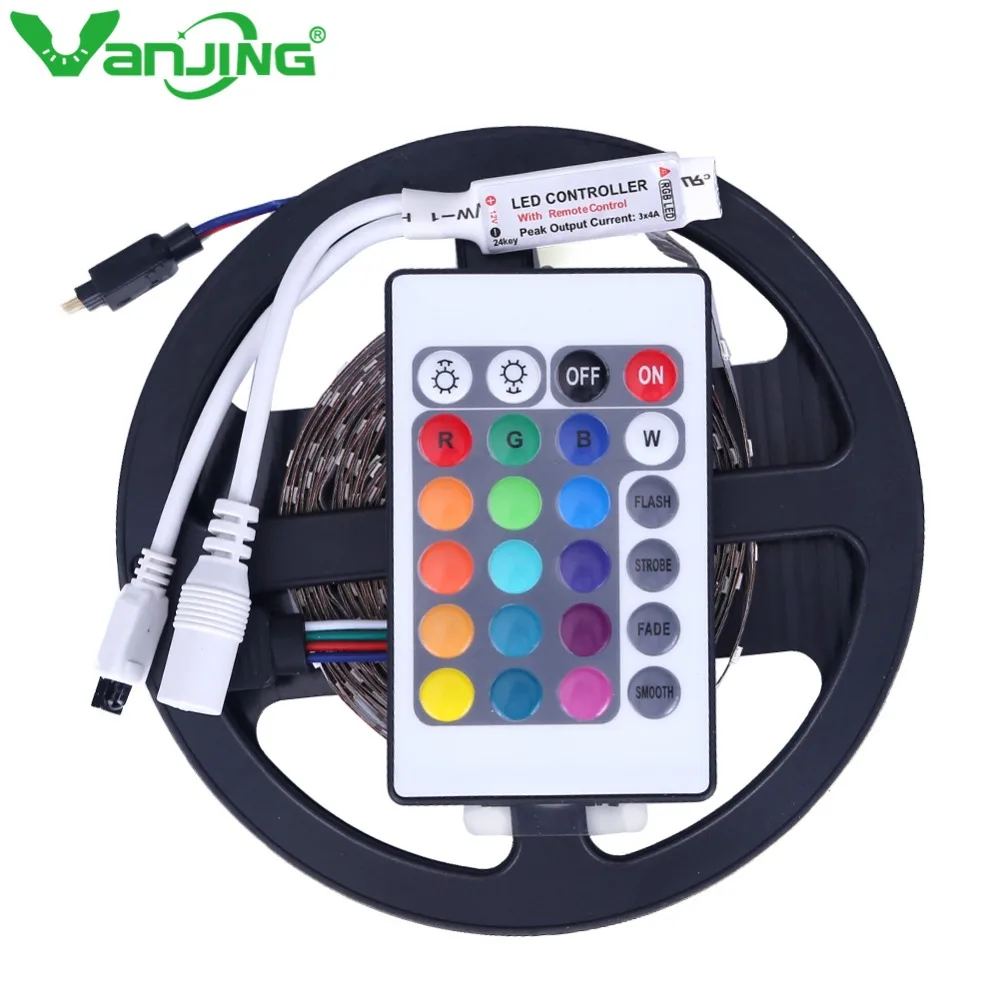 RGB LED Strip 5M 300LED SMD3528 + 24 Keys IR Remote Controller Changeable Light Home Decoration Diode Tape SMD LED Ribbon 
RGB LED Strip 5M 300LED SMD3528 + 24 Keys IR Remote Controller Changeable Light Home Decoration Diode Tape SMD LED Ribbon