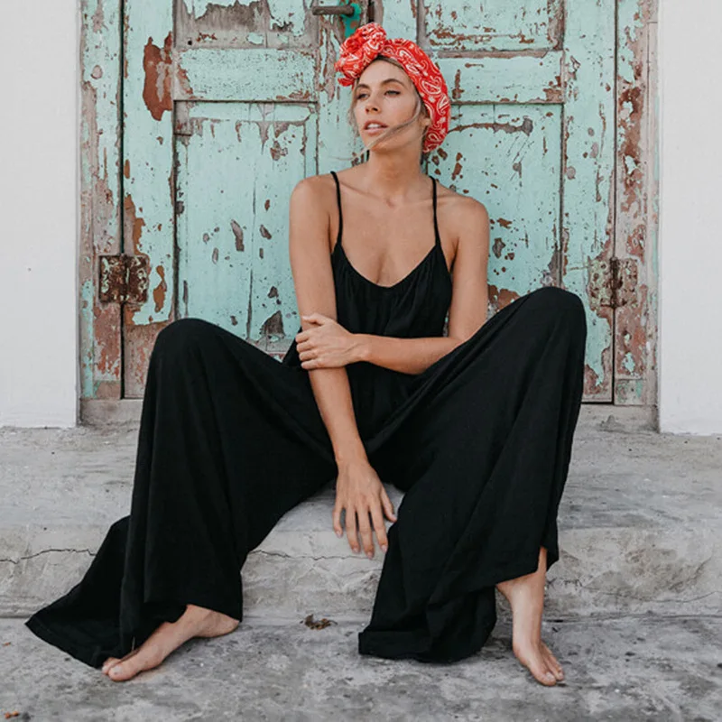 Pareo Beach Dress Woman Wear Women Summer Spot New Long Sleeveless Strap Pure Color Jumpsuits Loose Backless Female Solid 2019
Pareo Beach Dress Woman Wear Women Summer Spot New Long Sleeveless Strap Pure Color Jumpsuits Loose Backless Female Solid 2019