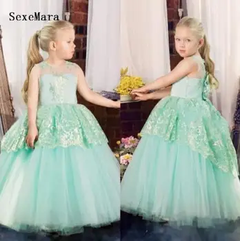 New Green Lace Puffy Tulle Flower Gilr Dress with Bow Ankle Length Any Size and Any Color Sheer Jewel Neck Keyhole Back
New Green Lace Puffy Tulle Flower Gilr Dress with Bow Ankle Length Any Size and Any Color Sheer Jewel Neck Keyhole Back