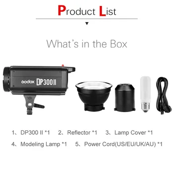 Godox DP300II 300Ws GN58 Professional Studio Strobe with Built-in Godox 2.4G Wireless X System Offers profession ShootingCD50A04
Godox DP300II 300Ws GN58 Professional Studio Strobe with Built-in Godox 2.4G Wireless X System Offers profession ShootingCD50A04